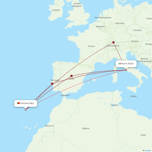 Flights From Rome To Funchal FCO To FNC Flight Routes