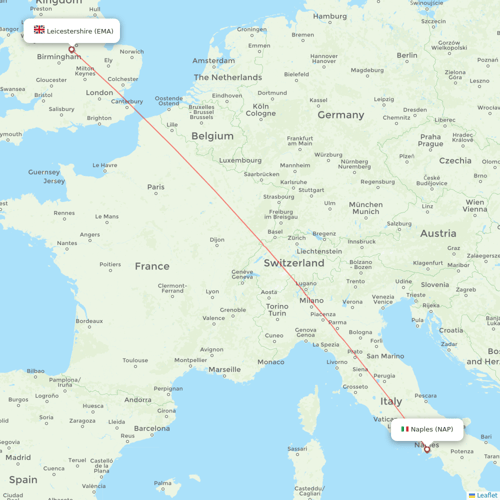 Flights From Naples To Leicestershire NAP To EMA Flight Routes