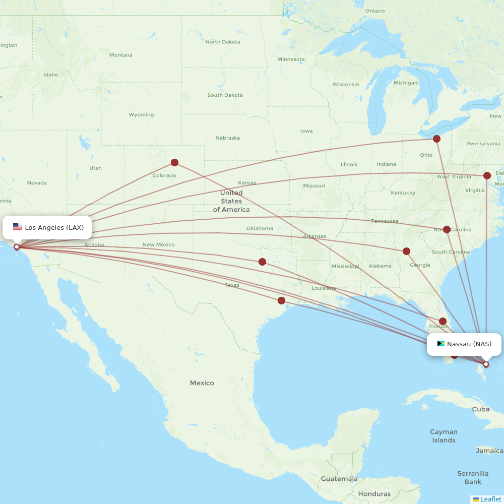 Flights From Los Angeles To Nassau Lax To Nas Flight Routes