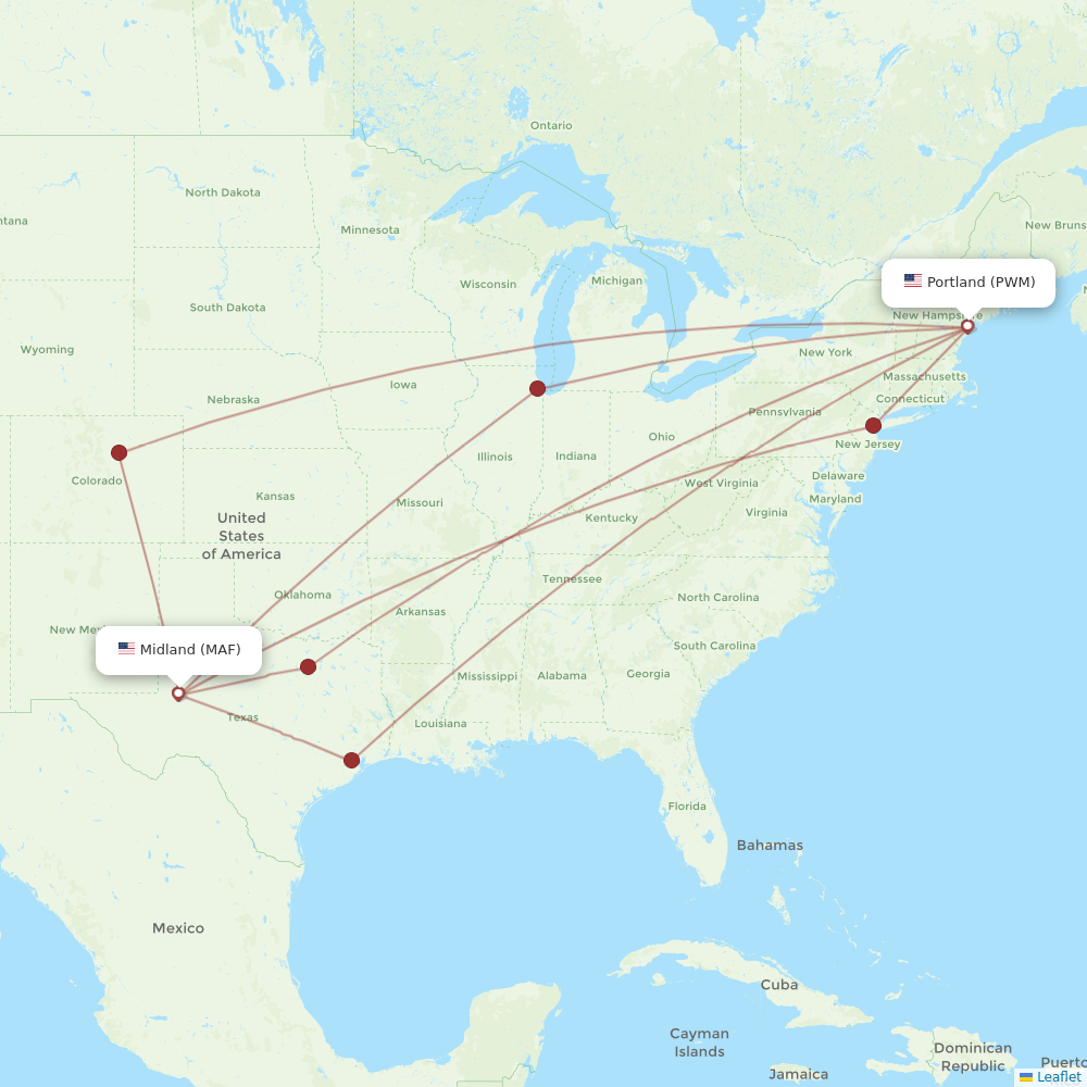 Flights From Midland To Portland Maf To Pwm Flight Routes