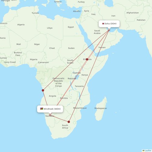 Flights from Doha to Windhoek, DOH to WDH - Flight Routes