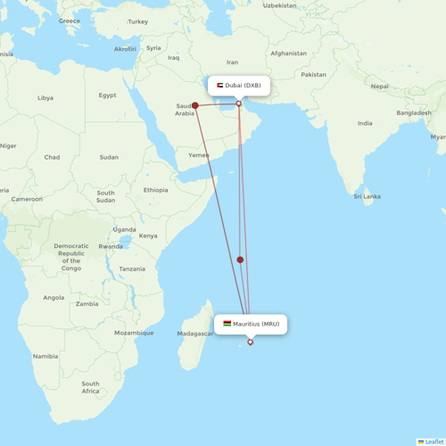 Flights from Dubai to Mauritius, DXB to MRU - Flight Routes