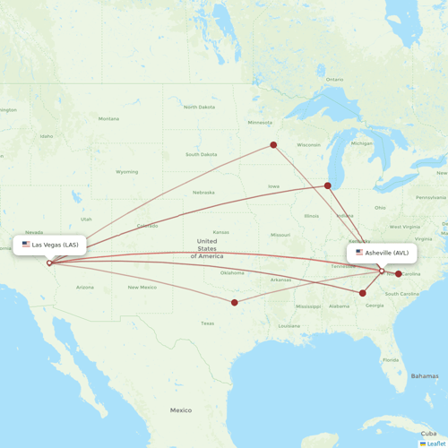 Flights from Las Vegas to Asheville, LAS to AVL - Flight Routes