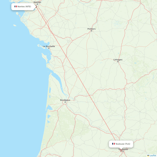 Flights from Nantes to Toulouse, NTE to TLS - Flight Routes