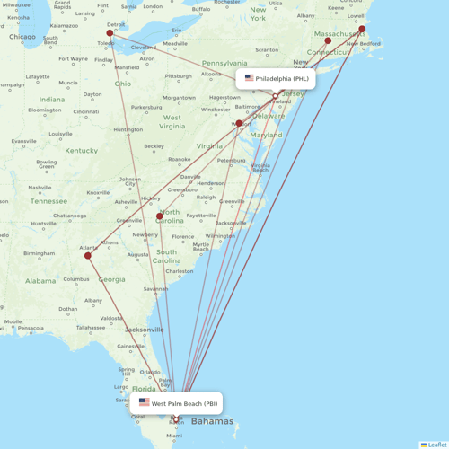 Flights from Philadelphia to West Palm Beach, PHL to PBI - Flight Routes