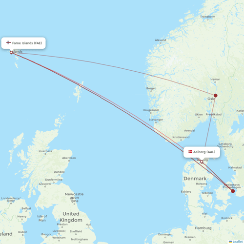 Atlantic Airways flights between Aalborg and Faroe Islands