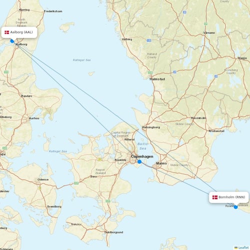 Danish Air flights between Aalborg and Bornholm