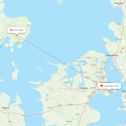 Scandinavian Airlines flights between Aarhus and Copenhagen