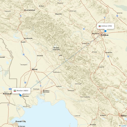 Iran Aseman Airlines flights between Abadan and Isfahan
