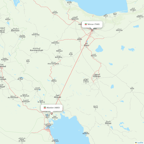 Qeshm Air flights between Abadan and Tehran