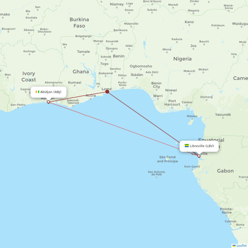 Air Cote D'Ivoire flights between Abidjan and Libreville