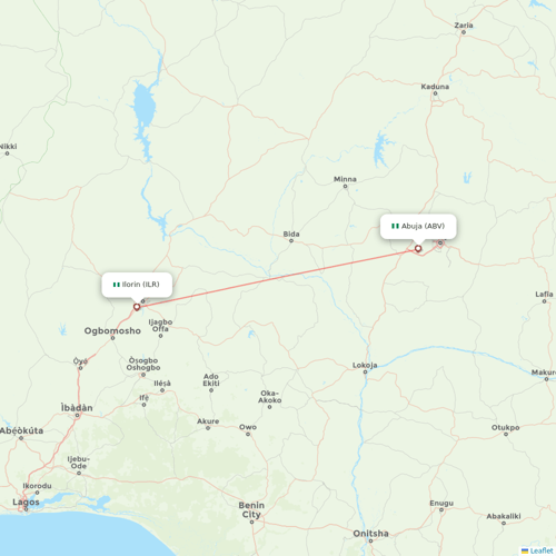Overland Airways flights between Abuja and Ilorin