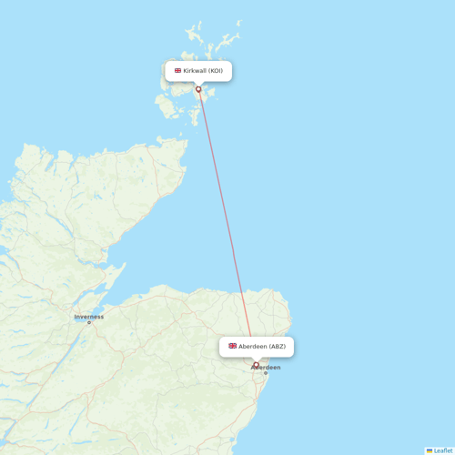 Loganair flights between Aberdeen and Kirkwall