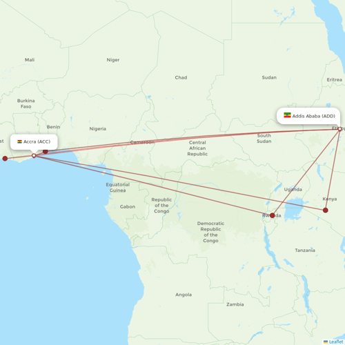 Ethiopian Airlines flights between Accra and Addis Ababa