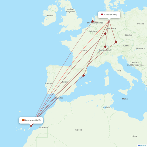 Corendon Airlines Europe flights between Lanzarote and Hanover