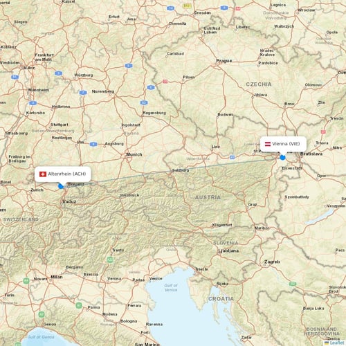 Peoples Viennaline flights between Altenrhein and Vienna