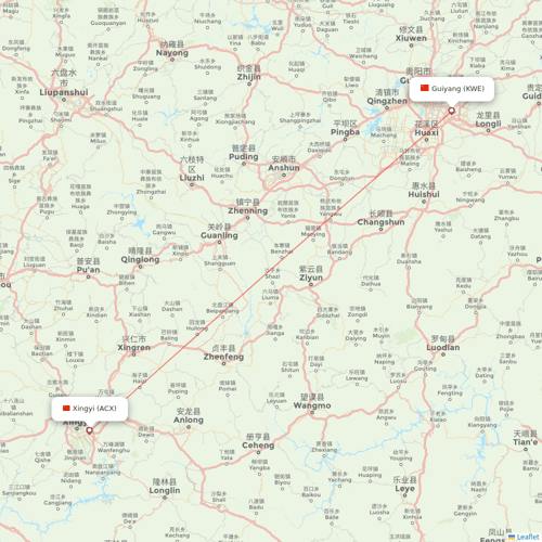 9 Air Co flights between Xingyi and Guiyang