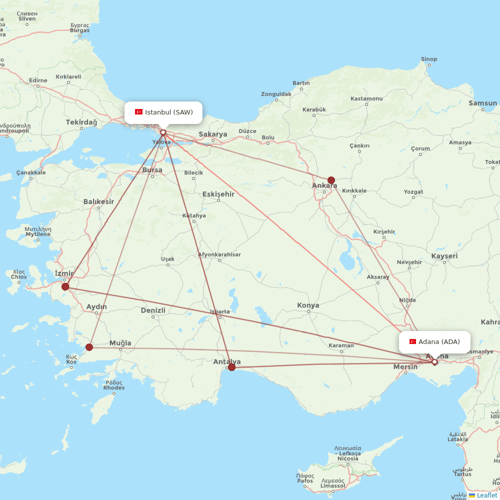 Pegasus flights between Adana and Istanbul