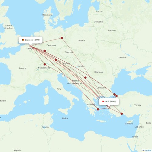 Corendon Airlines flights between Izmir and Brussels