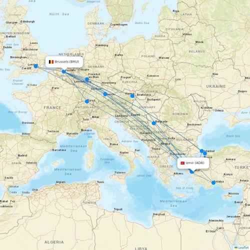 Corendon Airlines flights between Izmir and Brussels