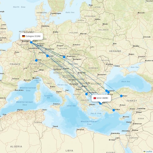 SunExpress flights between Izmir and Cologne