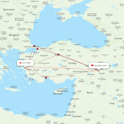 SunExpress flights between Izmir and Diyarbakir