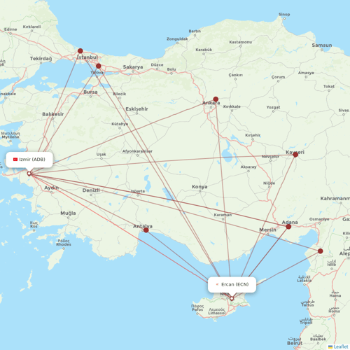 Pegasus flights between Izmir and Ercan