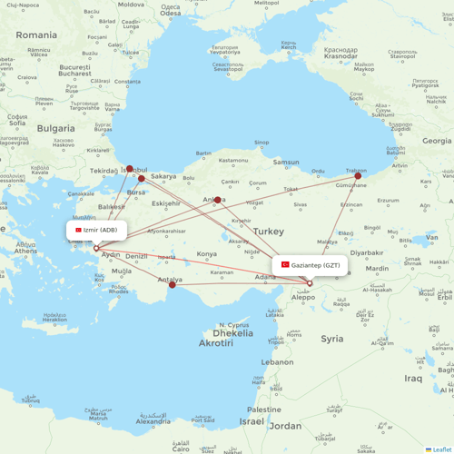 SunExpress flights between Izmir and Gaziantep
