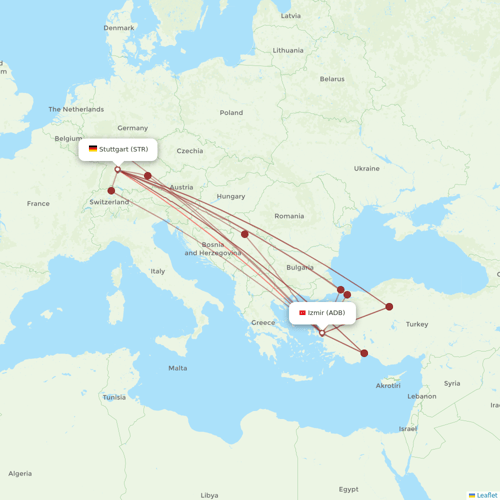 SunExpress flights between Izmir and Stuttgart