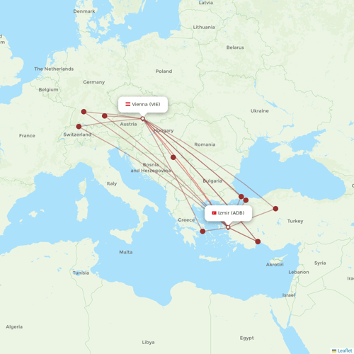 Corendon Airlines flights between Izmir and Vienna