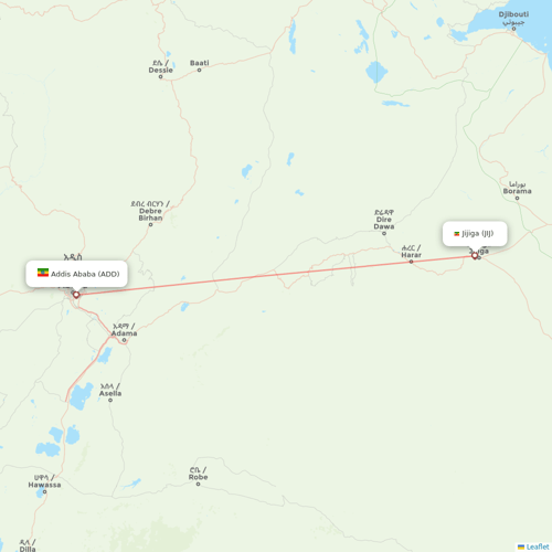 Ethiopian Airlines flights between Addis Ababa and Jijiga