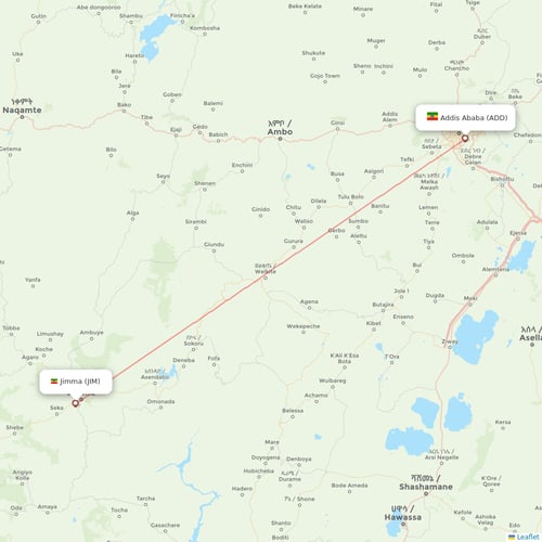 Ethiopian Airlines flights between Addis Ababa and Jimma