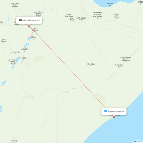 Kenn Borek Air flights between Addis Ababa and Mogadishu