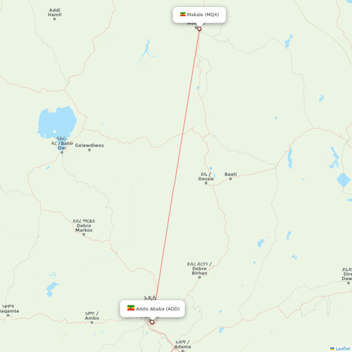 Ethiopian Airlines flights between Addis Ababa and Makale