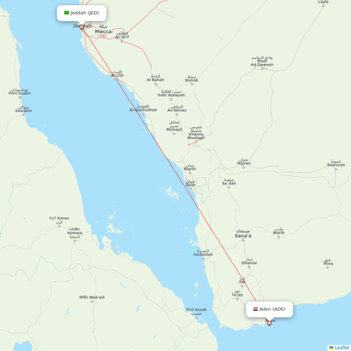 Yemenia flights between Aden and Jeddah