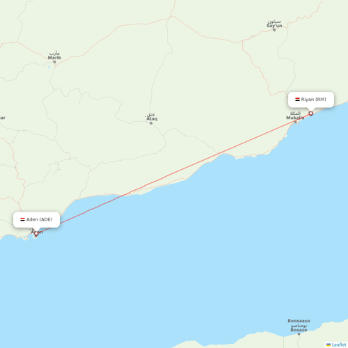 Yemenia flights between Aden and Riyan