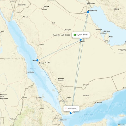 Yemenia flights between Aden and Riyadh