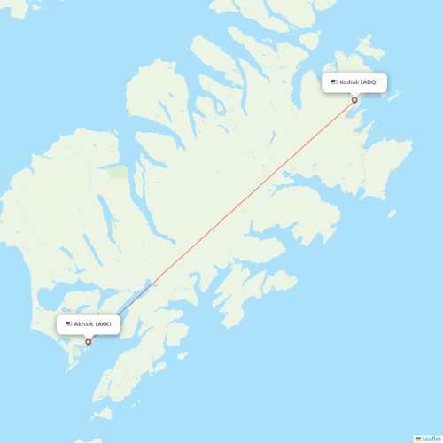 Island Air Service flights between Kodiak and Akhiok