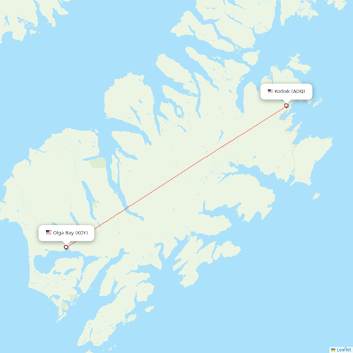 Island Air Service flights between Kodiak and Olga Bay