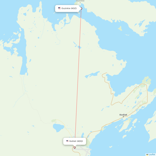 Island Air Service flights between Kodiak and Ouzinkie