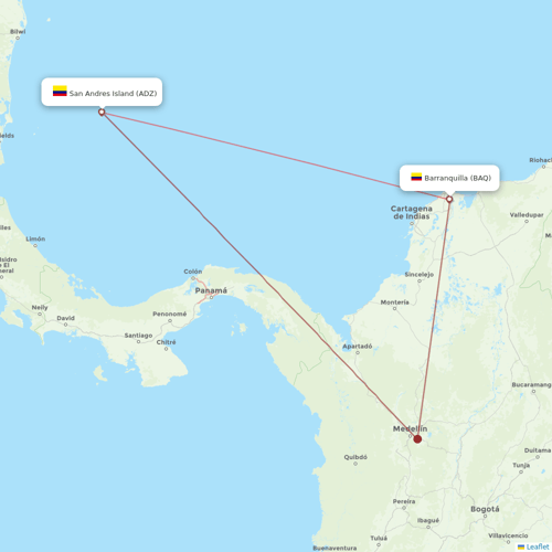 Wingo flights between San Andres Island and Barranquilla