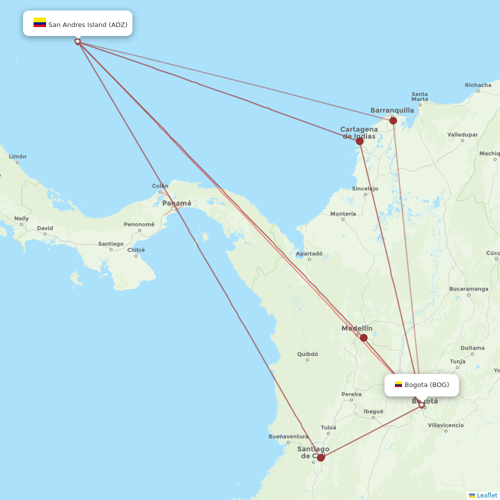 AVIANCA flights between San Andres Island and Bogota