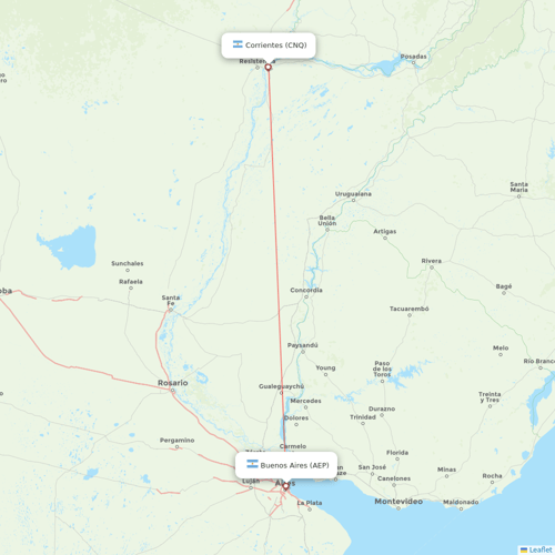 Felix Airways flights between Buenos Aires and Corrientes