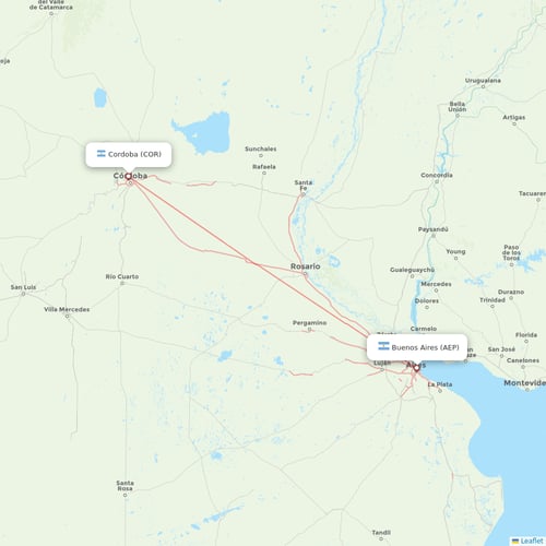 Aerolineas Argentinas flights between Buenos Aires and Cordoba
