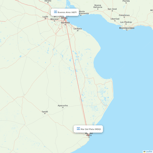 Felix Airways flights between Buenos Aires and Mar Del Plata