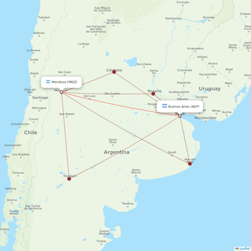 JetSMART flights between Buenos Aires and Mendoza