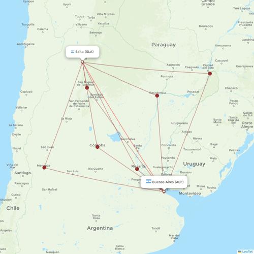Aerolineas Argentinas flights between Buenos Aires and Salta