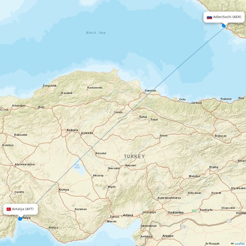 Azimuth Airlines flights between Adler/Sochi and Antalya
