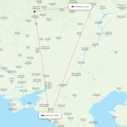 Nordwind Airlines flights between Adler/Sochi and Cheboksary