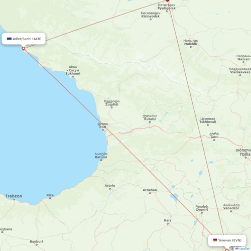 Ural Airlines flights between Adler/Sochi and Yerevan